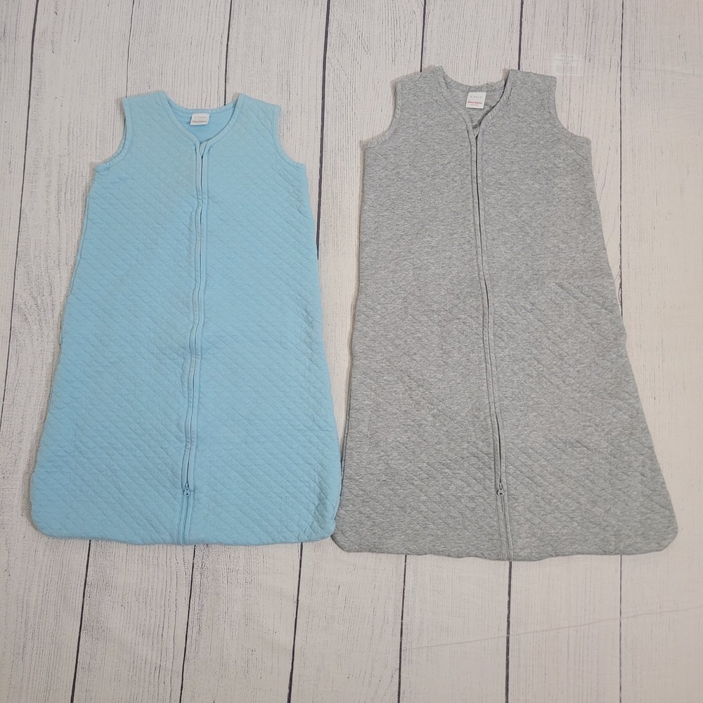 Hanna Andersson 18m-2T Sleep Bag 2pk Unisex Quilted Organic Cotton Blue Gray